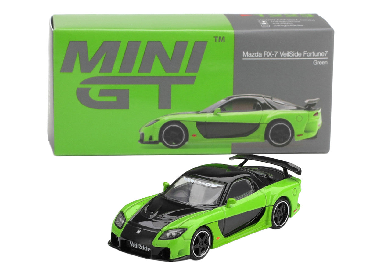 Mazda RX-7 VeilSide Fortune7 Green and Black Limited Edition 1/64 Diecast Model Car by Mini GT Mini GT