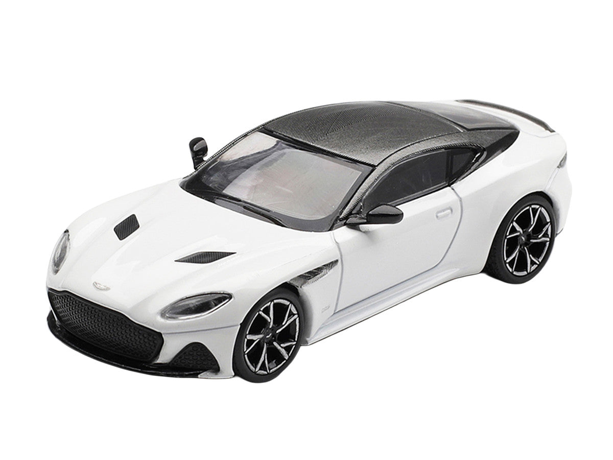 Aston Martin DBS RHD (Right Hand Drive) Stratus White with Carbon Top Limited Edition 1/64 Diecast Model Car by Mini GT Mini GT