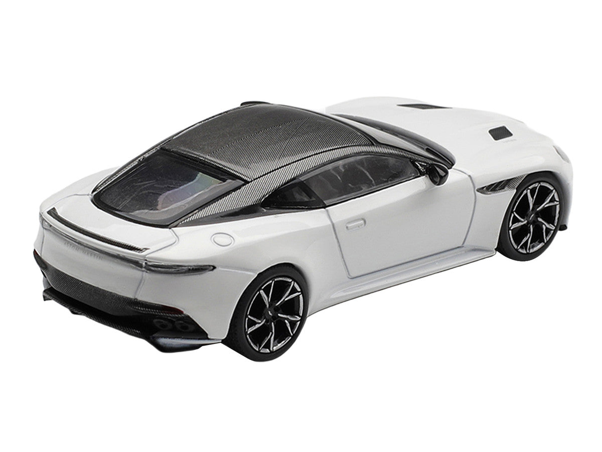Aston Martin DBS RHD (Right Hand Drive) Stratus White with Carbon Top Limited Edition 1/64 Diecast Model Car by Mini GT Mini GT