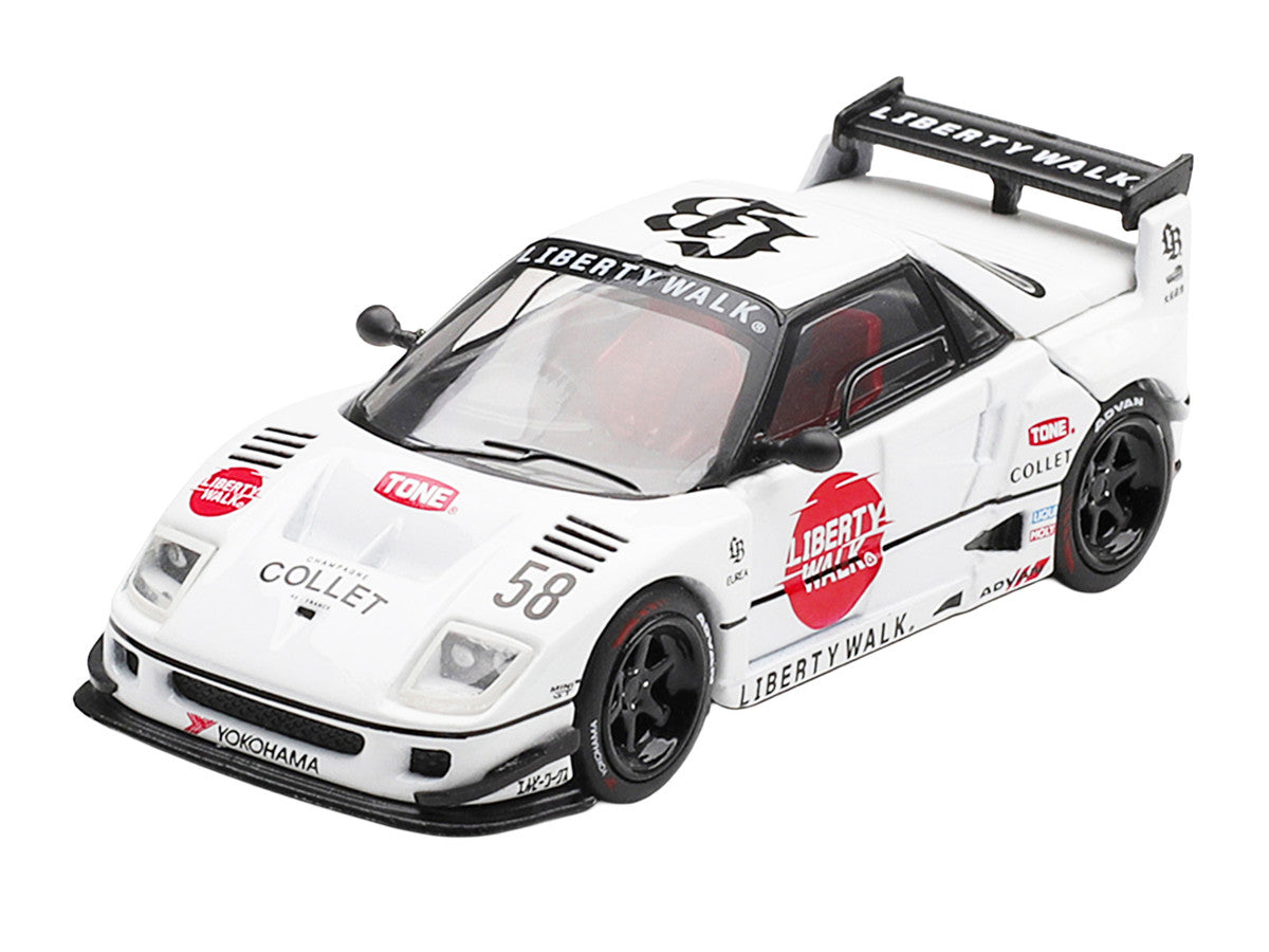 Mazda AZ-1 Liberty Walk LB40 RHD (Right Hand Drive) #58 "LB-Hinomaru" White with Graphics and Red Interior Limited Edition 1/64 Diecast Model Car by Mini GT Mini GT