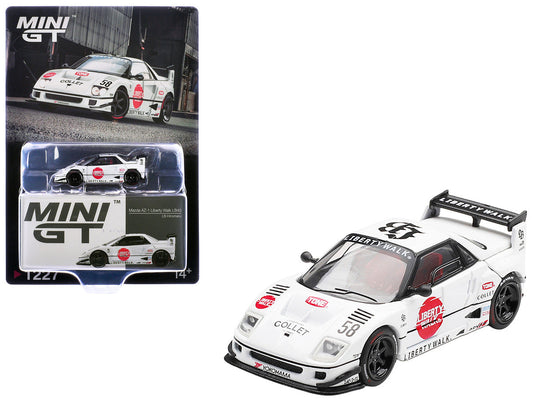 Mazda AZ-1 Liberty Walk LB40 RHD (Right Hand Drive) #58 "LB-Hinomaru" White with Graphics and Red Interior Limited Edition 1/64 Diecast Model Car by Mini GT Mini GT
