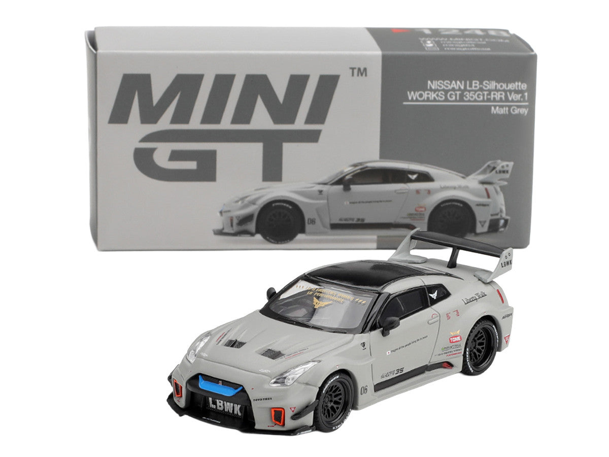 Nissan 35GT-RR Ver.1 "LB-Silhouette Works GT" Matt Gray with Black Top Limited Edition 1/64 Diecast Model Car by Mini GT Mini GT
