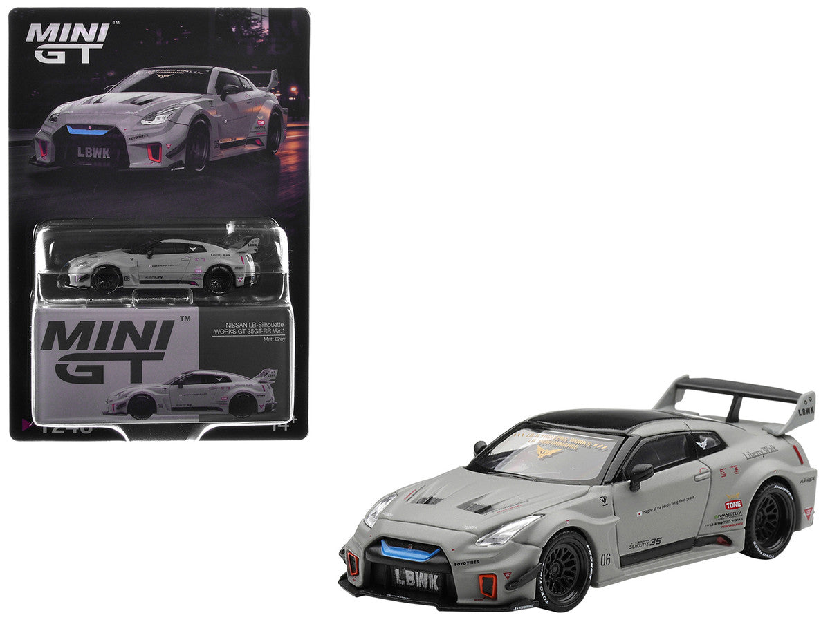 Nissan 35GT-RR Ver.1 "LB-Silhouette Works GT" Matt Gray with Black Top Limited Edition 1/64 Diecast Model Car by Mini GT Mini GT