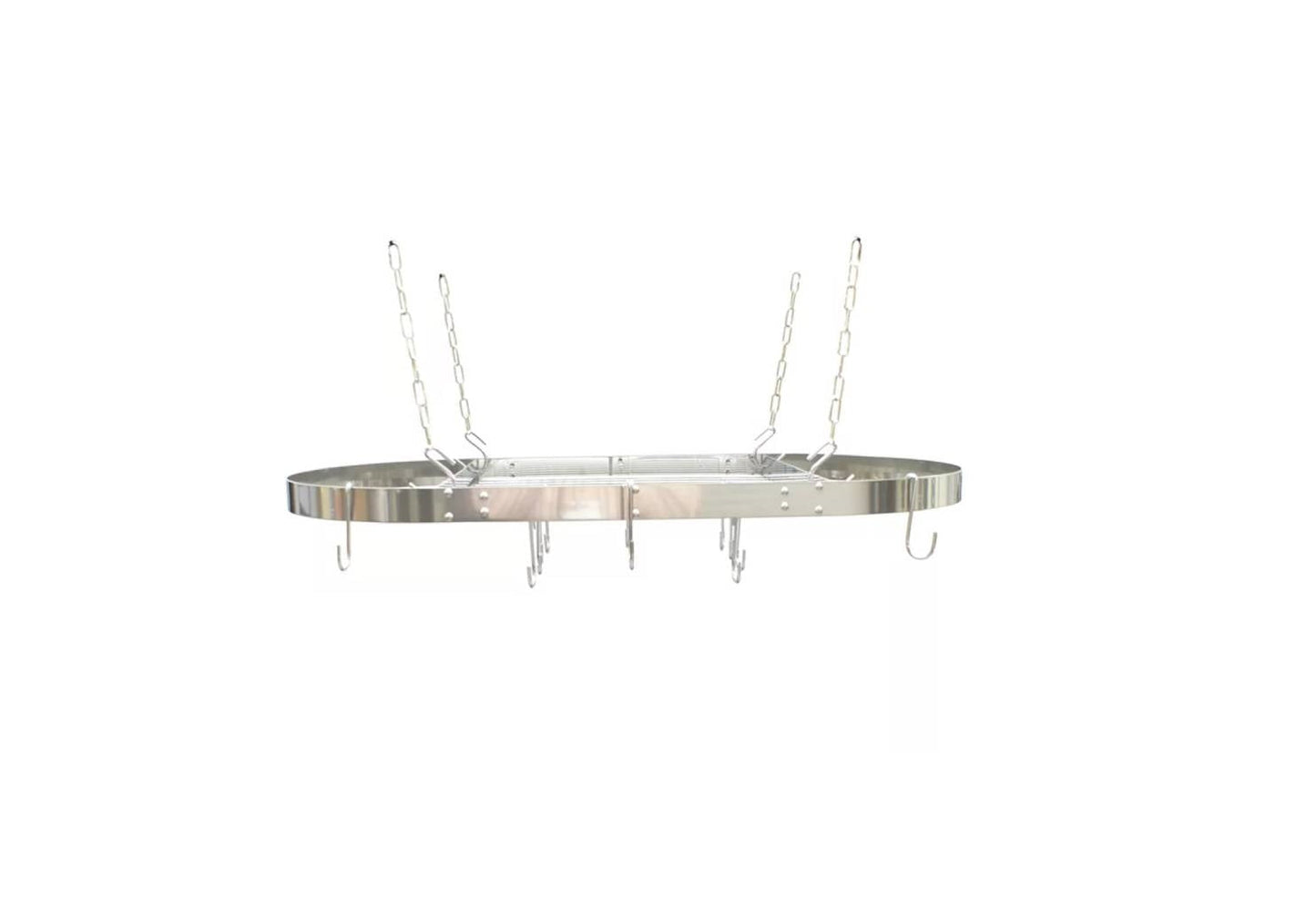 Modern Ceiling Mounted Stainless Steel Oval Hanging Pot Rack FastFurnishings