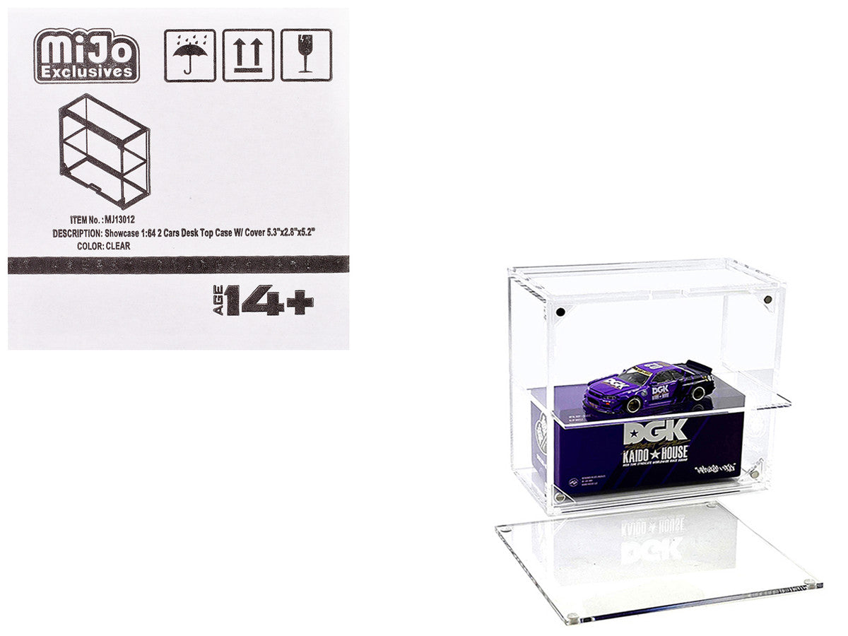 Showcase 2 Cars Desk Top Display Case with Cover "Mijo Exclusives" for 1/64 Scale Models-0