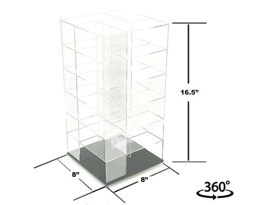 Acrylitower Showcase Large 24 Car Display Desktop Spinner with Cover Clear "Mijo Exclusives" for 1/64 Scale Models-1