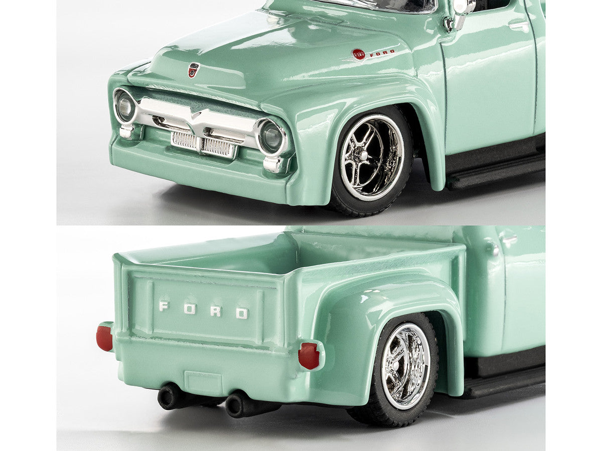 1956 Ford F-100 Pickup Truck Light Green "Collection" Series 1/64 Diecast Model Car by Majorette-3