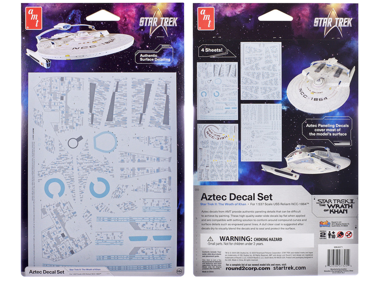 U.S.S. Reliant NCC-1864 Aztec Decal Set "Star Trek II: The Wrath of Khan" (1982) Movie 1/537 Scale Model by AMT AMT
