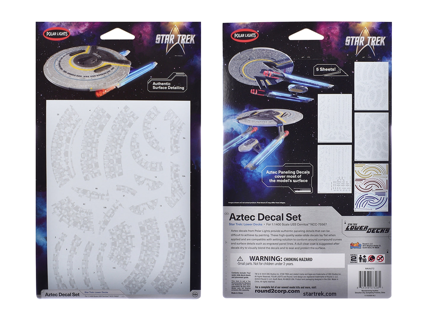 USS Cerritos NCC-75567 Aztec Decal Set "Star Trek: Lower Decks" (2020-2024) TV Series 1/1400 Scale by Polar Lights