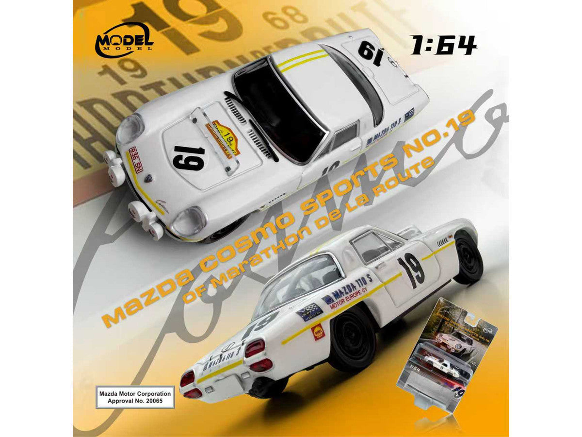 Mazda 110 S Cosmo Sports RHD (Right Hand Drive) #19 "Marathon de la Route" (1968) 1/64 Diecast Model Car by Model Model Model Model