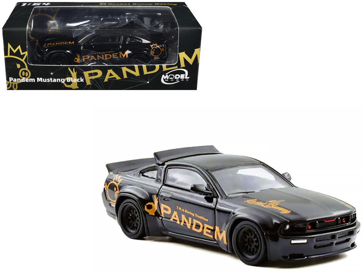 Pandem Mustang Black with Gold Graphics 1/64 Diecast Model Car by Model Model Model Model