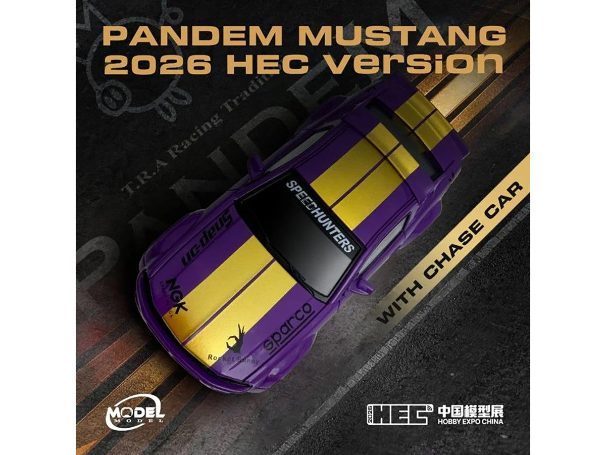 Pandem Mustang "SpeedHunters" Purple Metallic with Yellow Stripes "Hobby Expo China 2026 Event Edition" 1/64 Diecast Model Car by Model Model Model Model