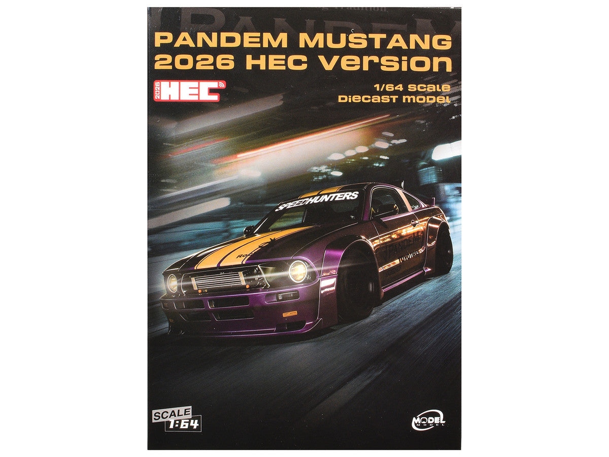 Pandem Mustang "SpeedHunters" Purple Metallic with Yellow Stripes "Hobby Expo China 2026 Event Edition" 1/64 Diecast Model Car by Model Model Model Model