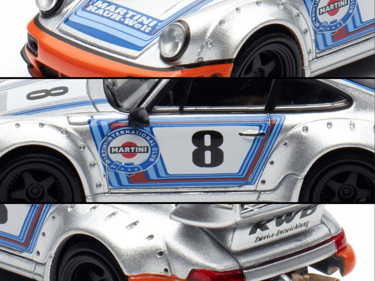 RWB 964 #8 "Ichiban Boshi - Martini Racing" Silver Metallic with Stripes 1/64 Diecast Model Car by Model Model Model Model