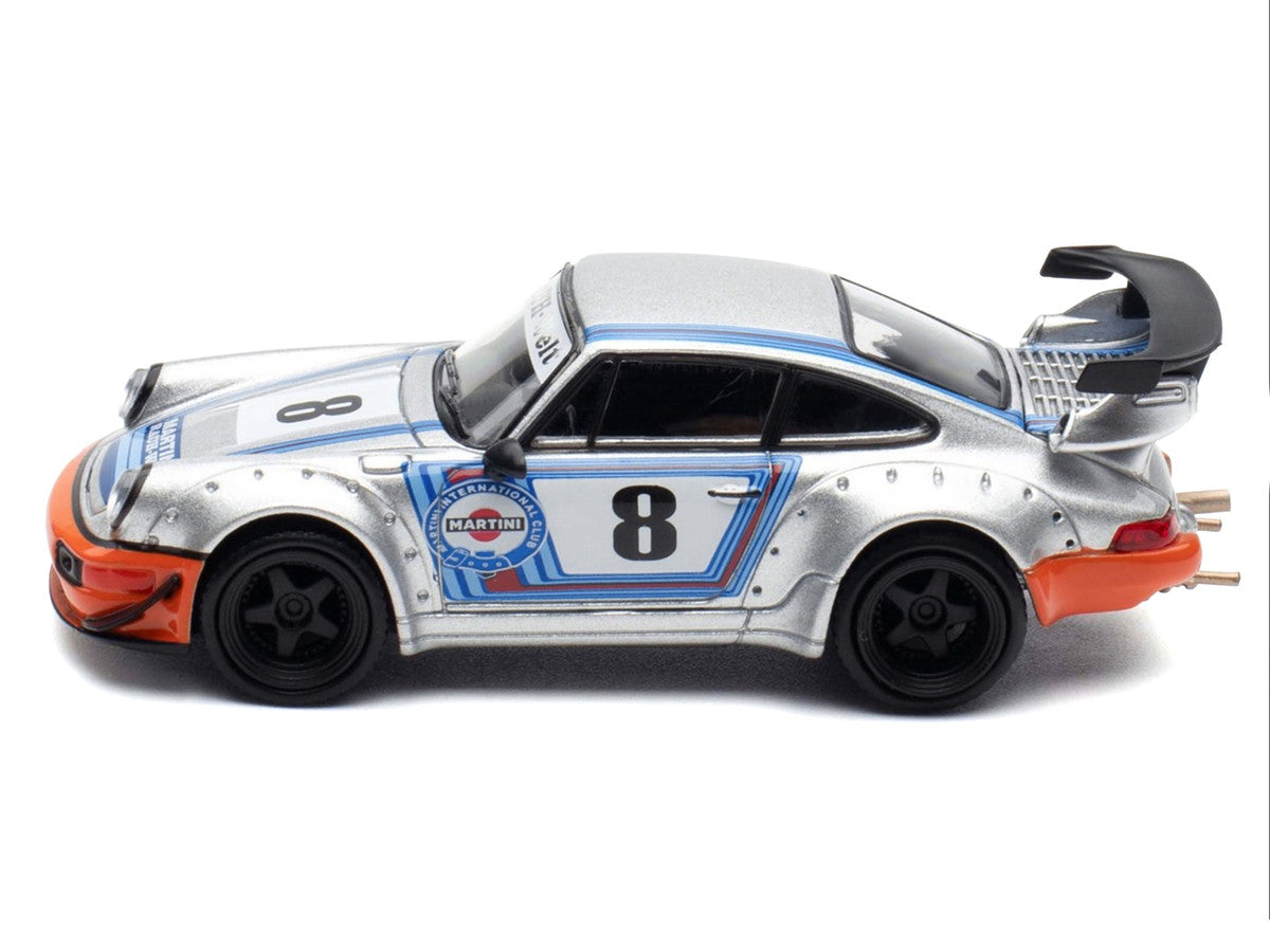 RWB 964 #8 "Ichiban Boshi - Martini Racing" Silver Metallic with Stripes 1/64 Diecast Model Car by Model Model Model Model