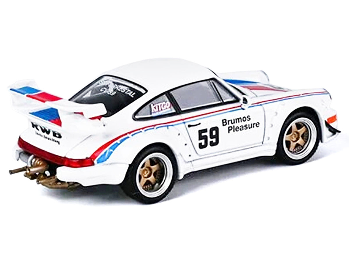 RWB 964 #59 "Brumos Pleasure" White with Red and Blue Stripes "KitGo Base" Series 1/64 Diecast Model Car by Model Model Model Model