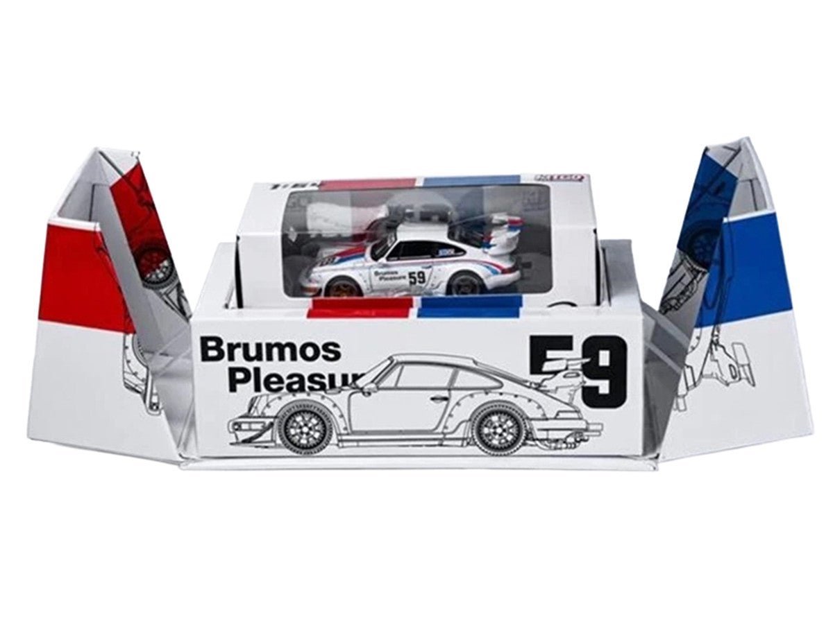 RWB 964 #59 "Brumos Pleasure" White with Red and Blue Stripes "KitGo Base" Series 1/64 Diecast Model Car by Model Model Model Model