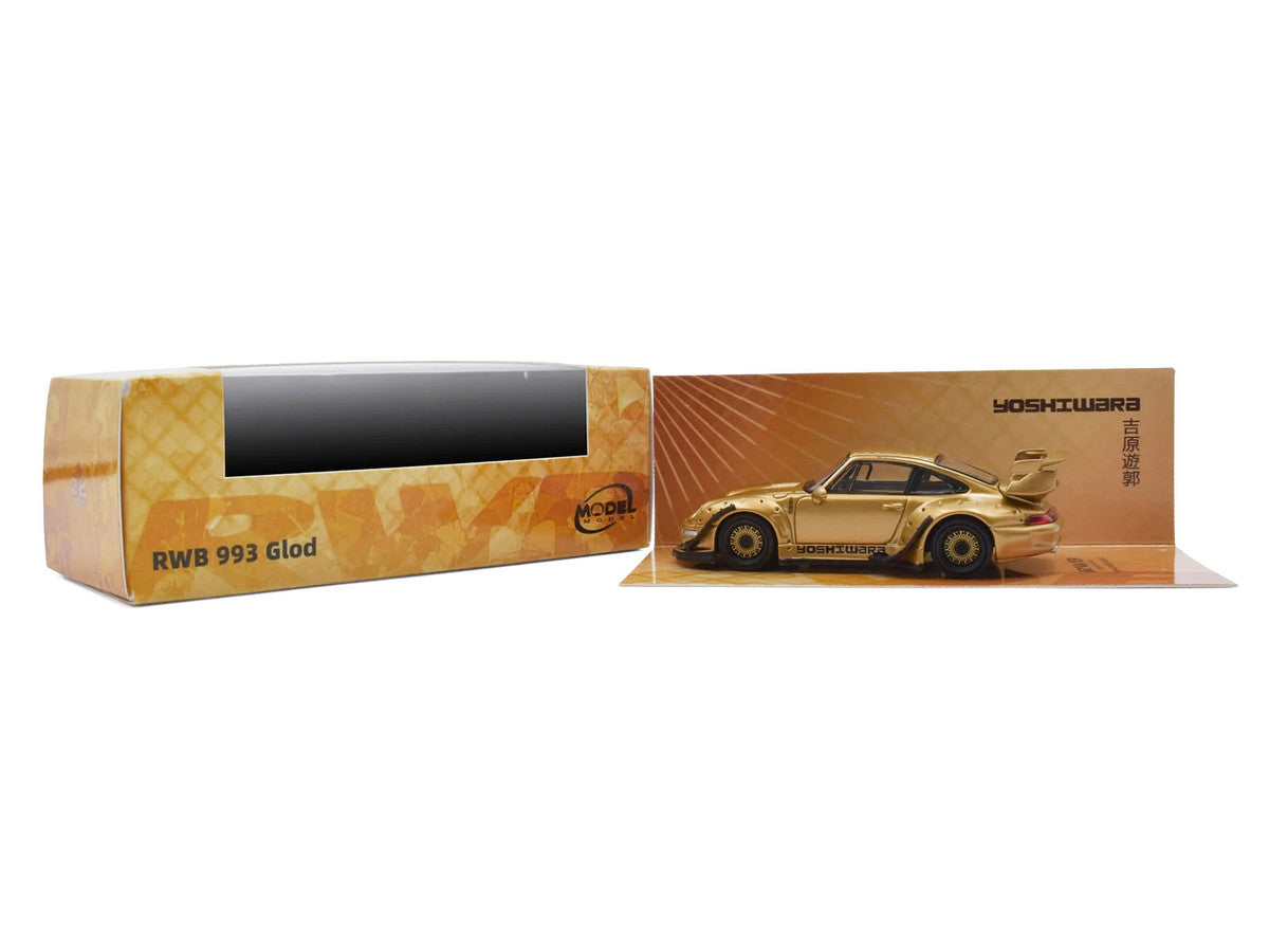 RWB 993 "Yoshiwara" Gold Metallic 1/64 Diecast Model Car by Model Model-3