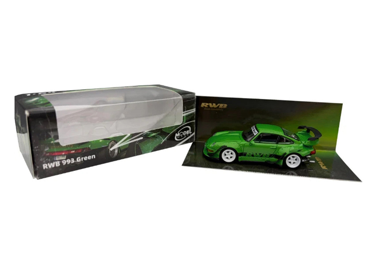 RWB 993 Green with Black Stripes 1/64 Diecast Model Car by Model Model Model Model