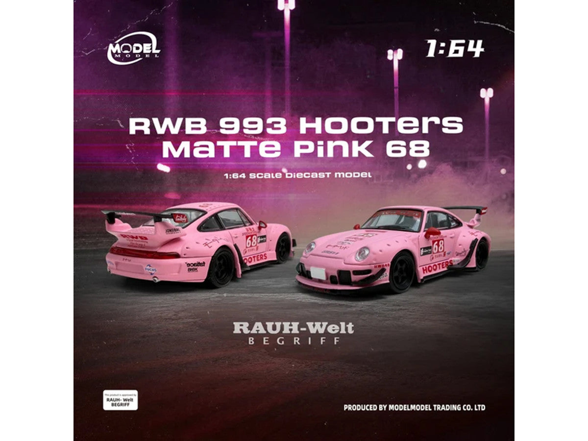 RWB 993 #68 "Hooters" Matt Pink 1/64 Diecast Model Car by Model Model Model Model