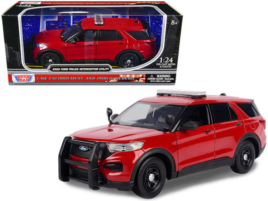2022 Ford Police Interceptor Utility Unmarked Red 1/24 Diecast Model Car by Motormax Motormax