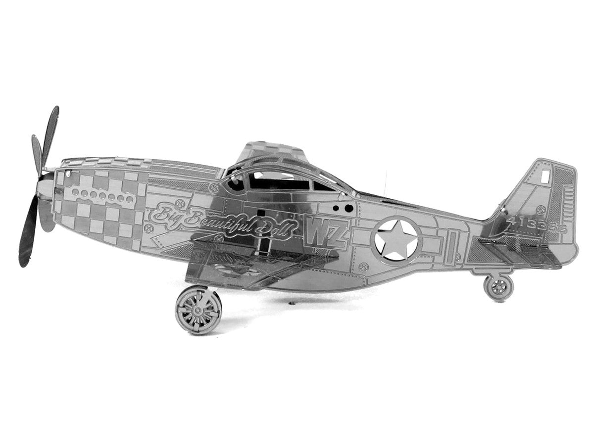 Model Kit North American P-51 Mustang Fighter Aircraft "Big Beautiful Doll" United States Army Air Forces (Easy Difficulty) Steel Model by Metal Earth-3