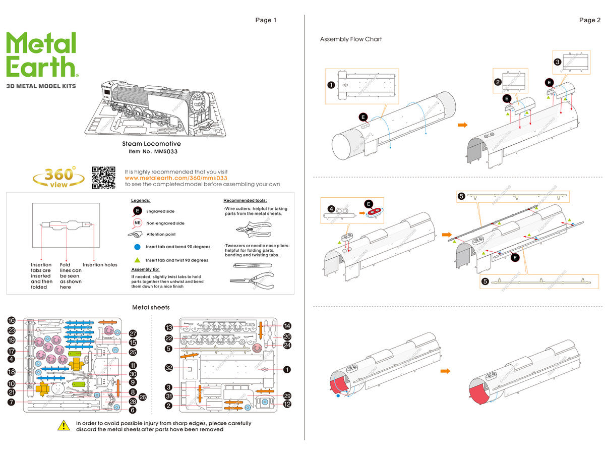 Model Kit Steam Locomotive #844 (Moderate Difficulty) Steel Model by Metal Earth-3