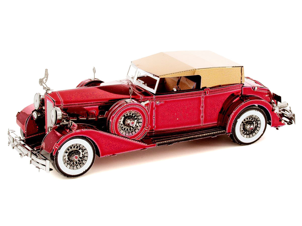 Model Kit 1934 Packard Twelve Convertible Red with Tan Soft Top (Moderate Difficulty) Steel Model by Metal Earth-1