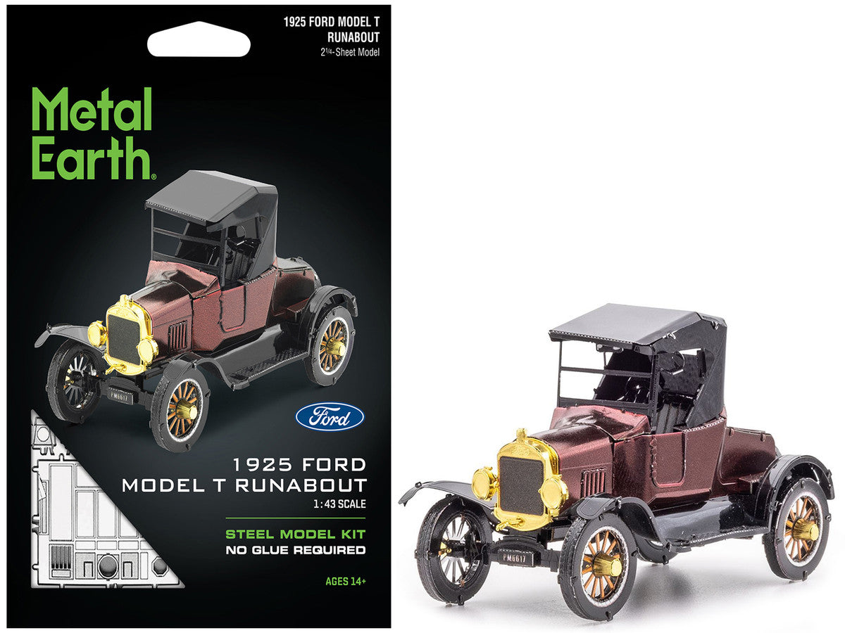 Model Kit 1925 Ford Model T Runabout Dark Red and Black (Moderate Difficulty) Steel Model by Metal Earth-4