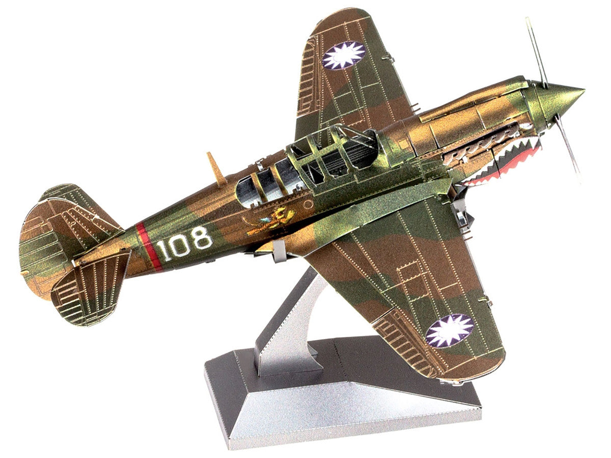 Model Kit Curtiss P-40 Warhawk Fighter-Bomber Aircraft "American Volunteer Group (AVG) Chinese Air Force" (Moderate Difficulty) Steel Model by Metal Earth-3