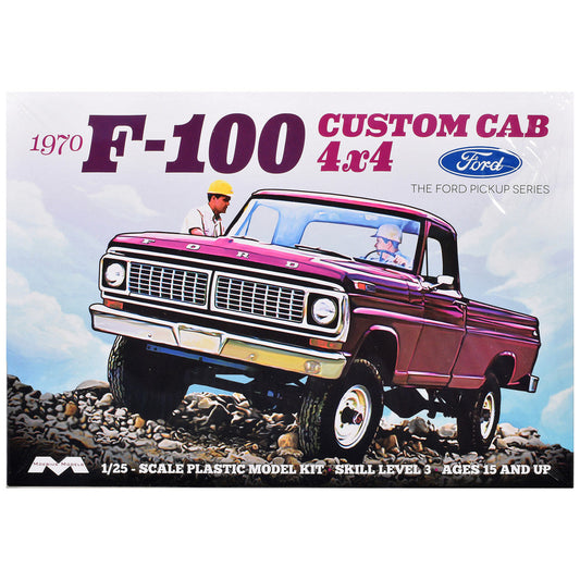 Skill 3 Model Kit 1970 Ford F-100 Custom Cab 4x4 Pickup Truck 1/25 Scale Model by Moebius Moebius