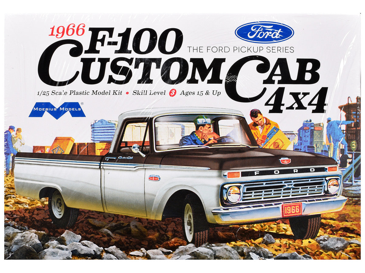 Skill 3 Model Kit 1966 Ford F-100 Custom Cab 4x4 Pickup Truck 1/25 Scale Model by Moebius Moebius