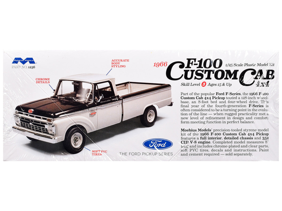 Skill 3 Model Kit 1966 Ford F-100 Custom Cab 4x4 Pickup Truck 1/25 Scale Model by Moebius Moebius