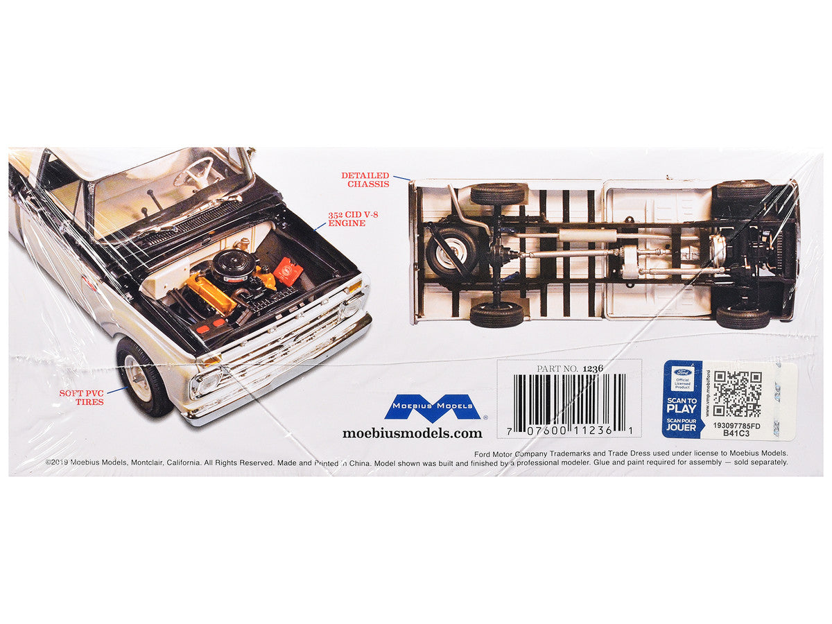 Skill 3 Model Kit 1966 Ford F-100 Custom Cab 4x4 Pickup Truck 1/25 Scale Model by Moebius Moebius