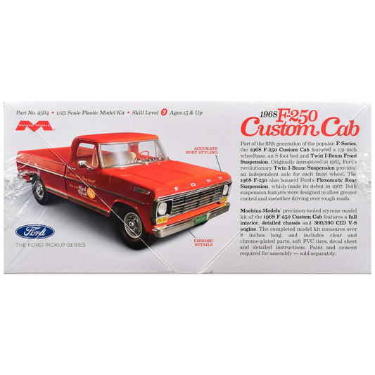 Skill 3 Model Kit 1968 Ford F-250 Custom Cab Pickup Truck 1/25 Scale Model by Moebius Moebius