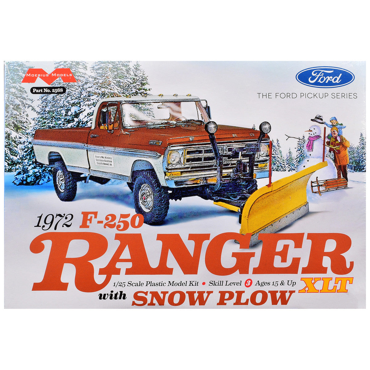Skill 3 Model Kit 1972 Ford F-250 Ranger XLT Pickup Truck with Snow Plow 1/25 Scale Model by Moebius Moebius