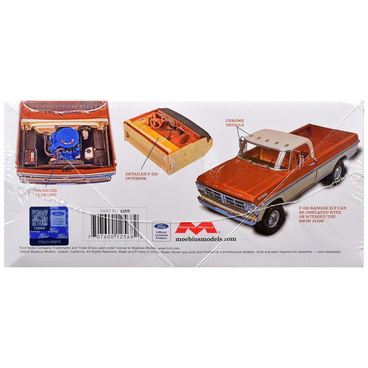 Skill 3 Model Kit 1972 Ford F-250 Ranger XLT Pickup Truck with Snow Plow 1/25 Scale Model by Moebius Moebius