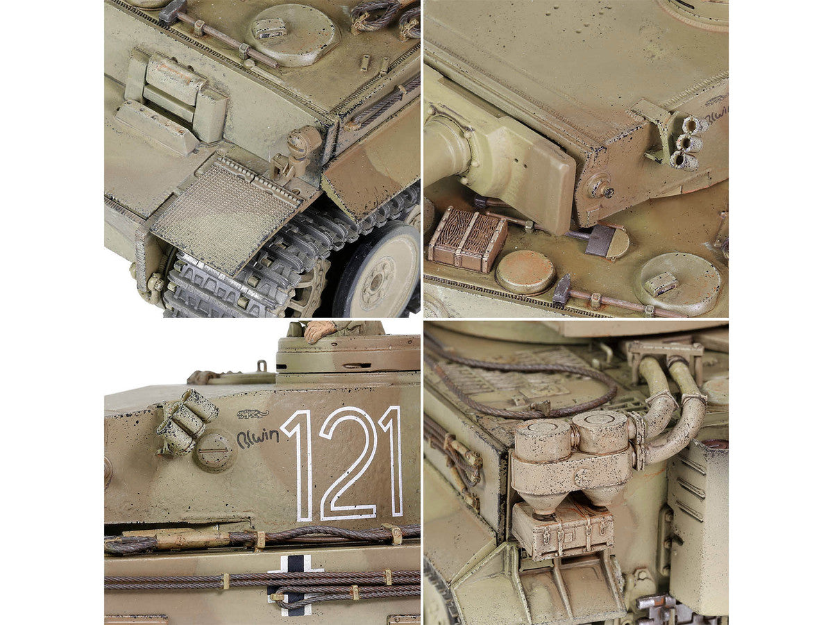 German Sd.Kfz.181 PzKpfw VI Tiger Ausf. E Heavy Tank #121 "Tiger Initial Production Model" "Schwere Panzerabteilung 501 North African Front Tunisia" (1943) "Engine Plus" 1/32 Diecast Model by Metal Proud-4
