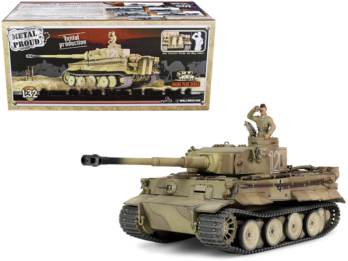 German Sd.Kfz.181 PzKpfw VI Tiger Ausf. E Heavy Tank #121 "Tiger Initial Production Model" "Schwere Panzerabteilung 501 North African Front Tunisia" (1943) "Engine Plus" 1/32 Diecast Model by Metal Proud Metal Proud