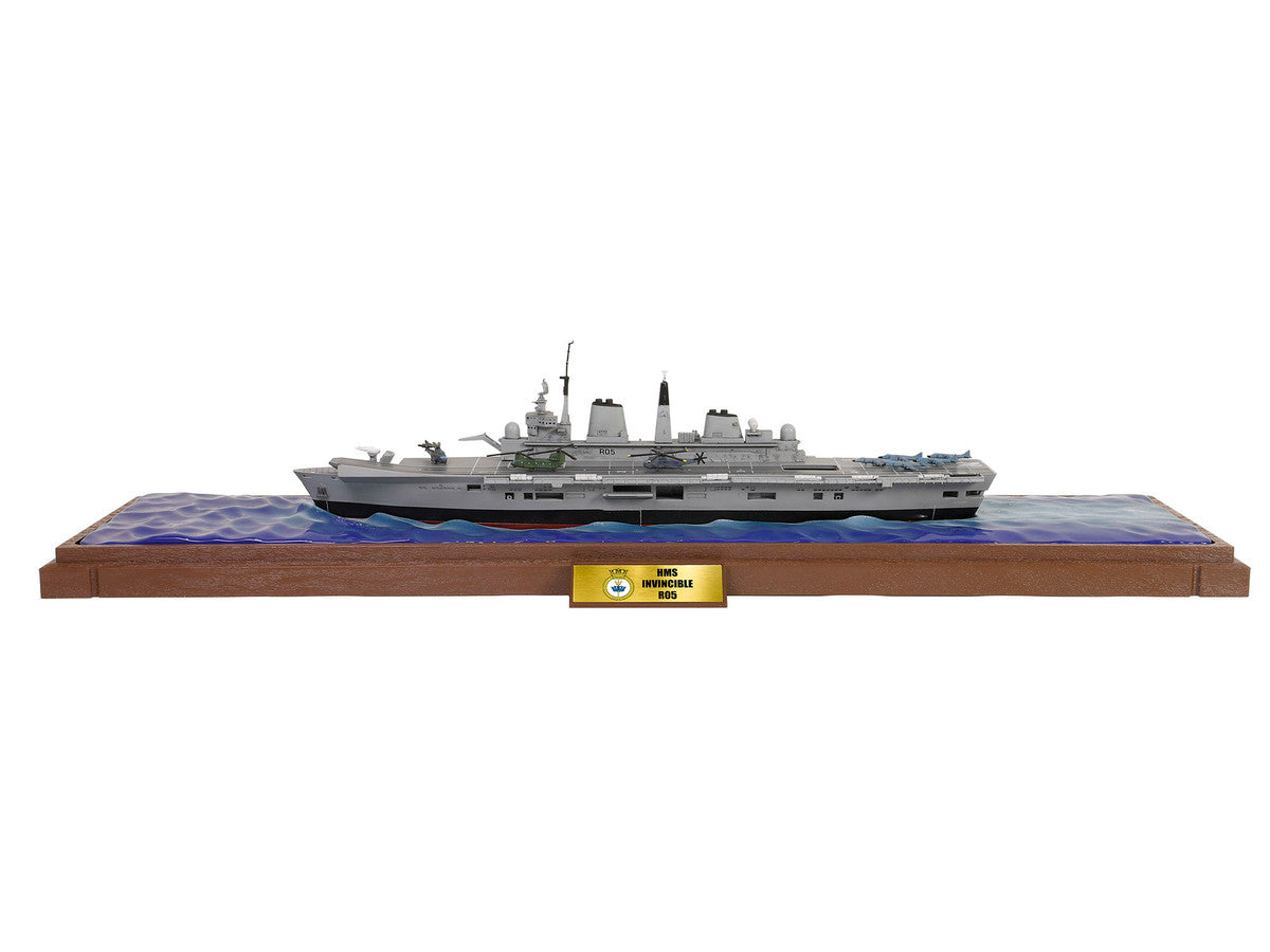 British HMS Invincible (R05) Aircraft Carrier Waterline Edition "Falklands War" (1982) British Royal Navy "Battleship" Series 1/700 Diecast Model by Metal Proud Metal Proud