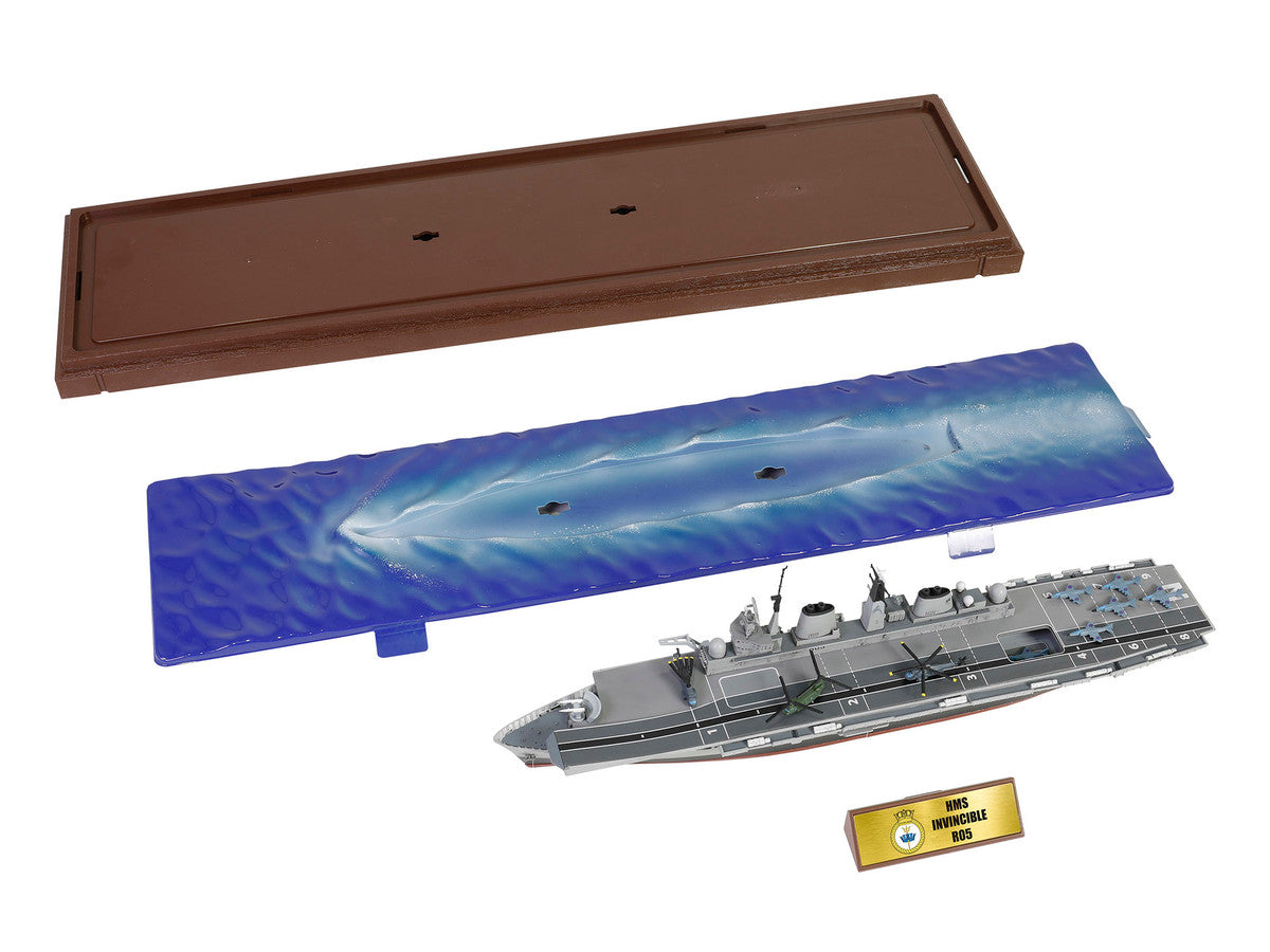 British HMS Invincible (R05) Aircraft Carrier Waterline Edition "Falklands War" (1982) British Royal Navy "Battleship" Series 1/700 Diecast Model by Metal Proud Metal Proud