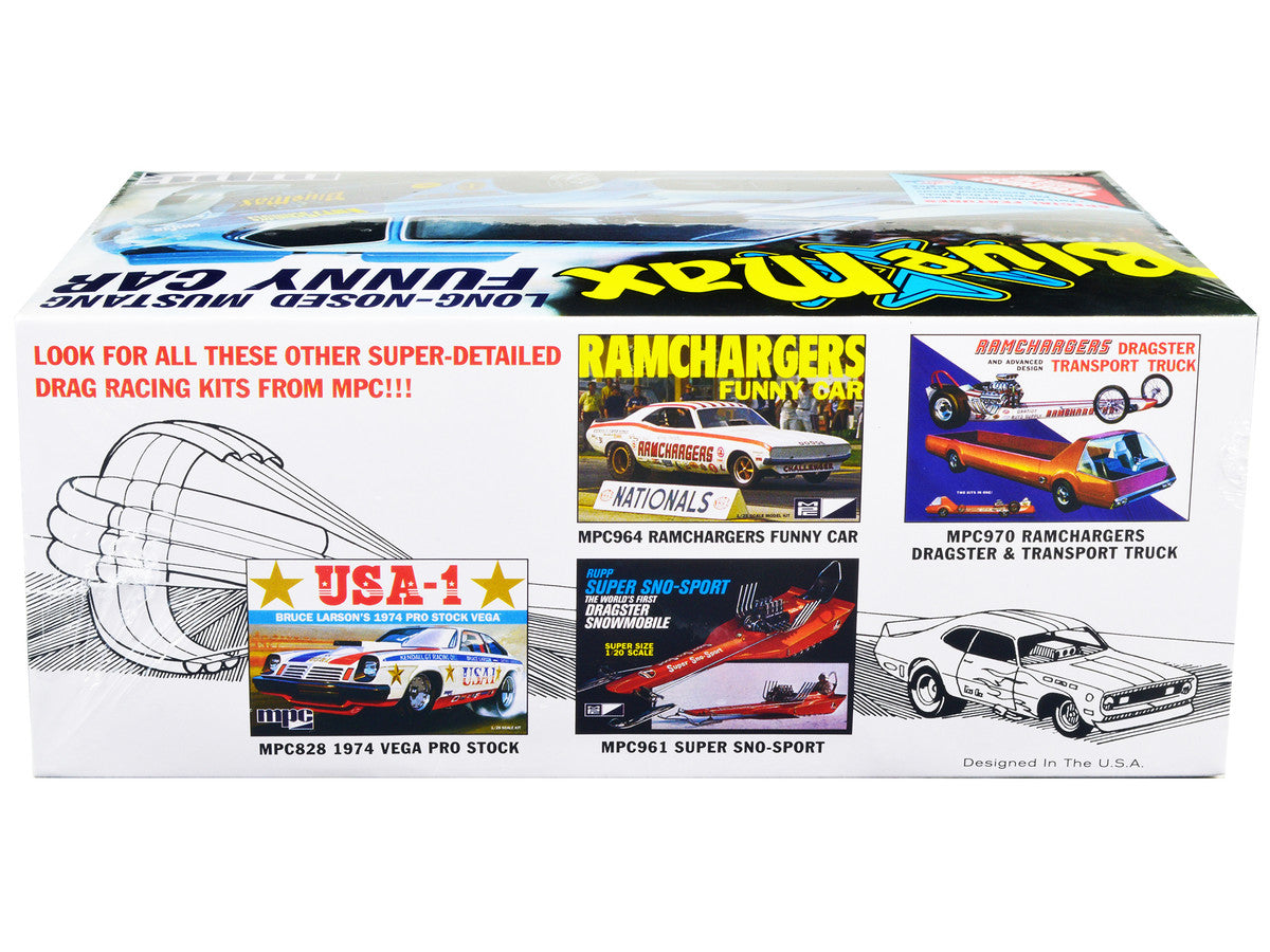 Skill 2 Model Kit "Blue Max" Long Nose Mustang Funny Car 1/25 Scale Model Car by MPC MPC