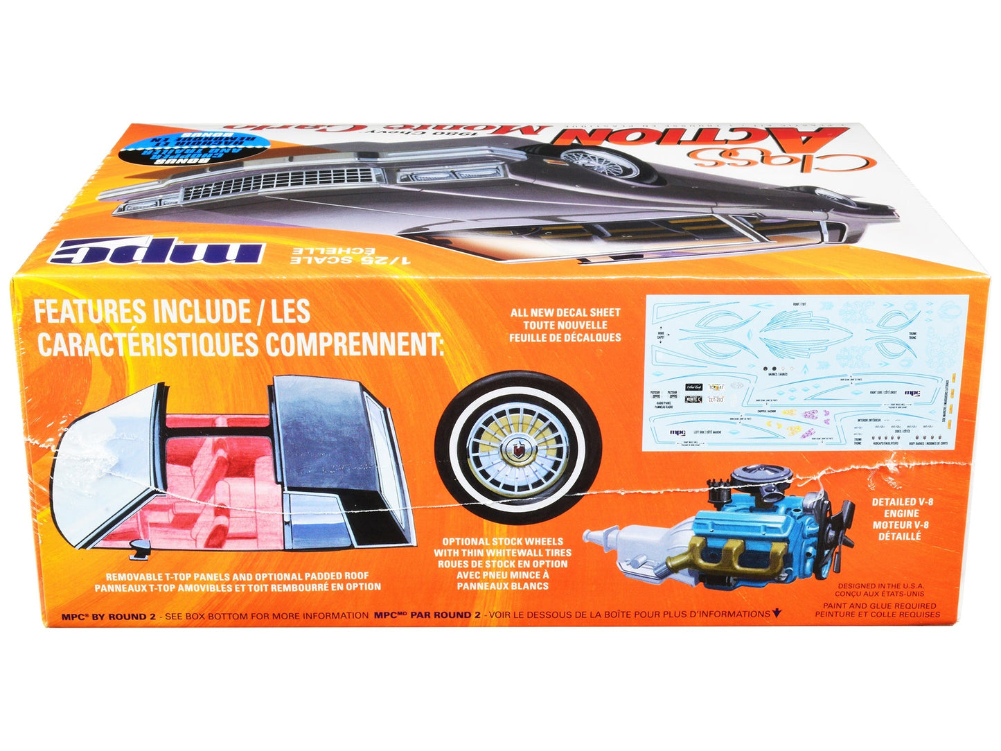 Skill 2 Model Kit 1980 Chevrolet Monte Carlo "Class Action" with Motorcycle and Trailer (Skill 2) 1/25 Scale Model Car by MPC W2B