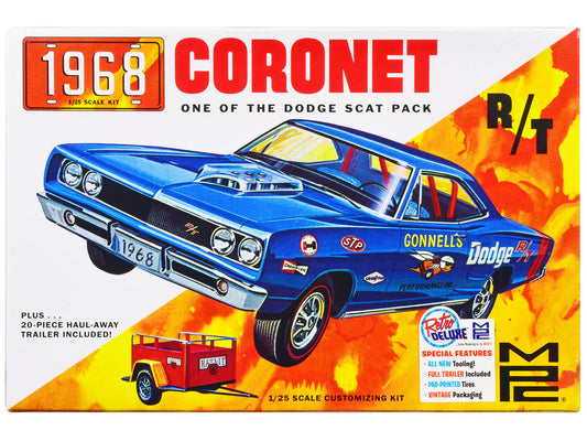 Skill 2 Model Kit 1968 Dodge Coronet Hardtop with Trailer 1/25 Scale Model by MPC MPC