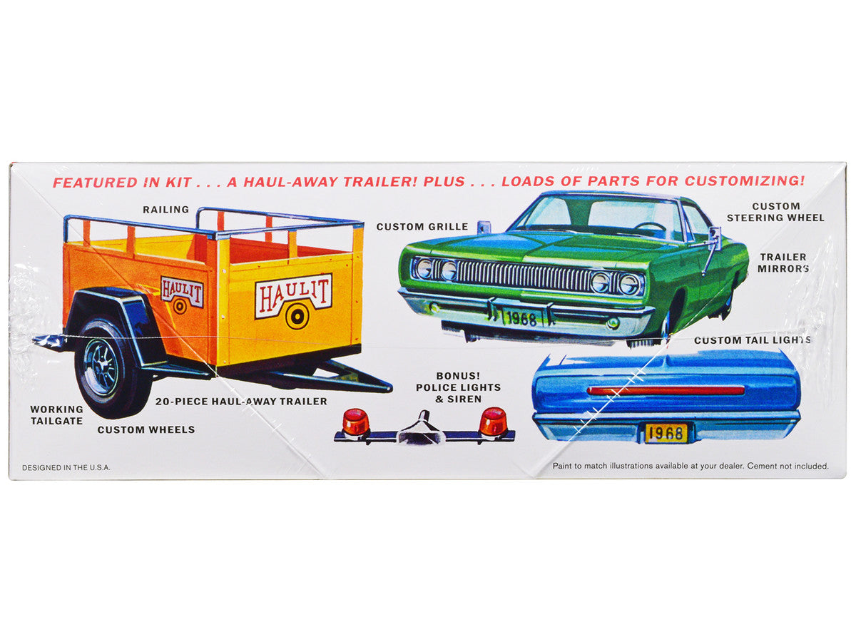 Skill 2 Model Kit 1968 Dodge Coronet Hardtop with Trailer 1/25 Scale Model by MPC MPC