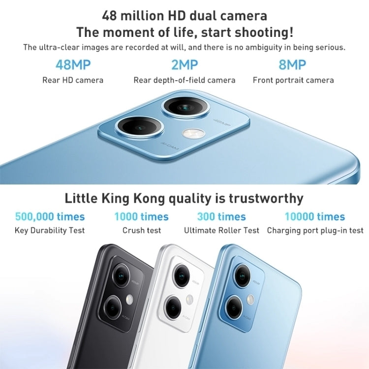 Xiaomi Redmi Note 12 5G, 48MP Camera, 6GB+128GB, Dual Back Cameras, 5000mAh Battery, Side Fingerprint Identification, 6.67 inch MIUI 13 Qualcomm Snapdragon 4 Gen1 Octa Core up to 2.0GHz, Network: 5G, Dual SIM, IR, Not Support Google Play(White)