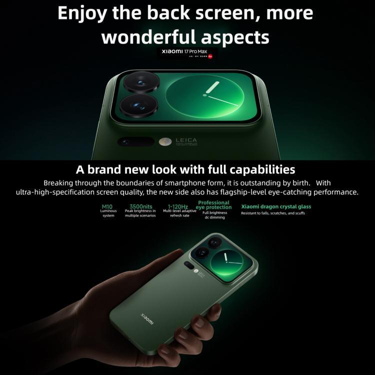 Xiaomi 17 Pro Max, 16GB+512GB, 3D Ultrasonic Fingerprint, 6.9 inch + 2.9 inch Xiaomi HyperOS 3 Snapdragon 8 Elite Gen 5 Octa Core, NFC, Network: 5G (Black)