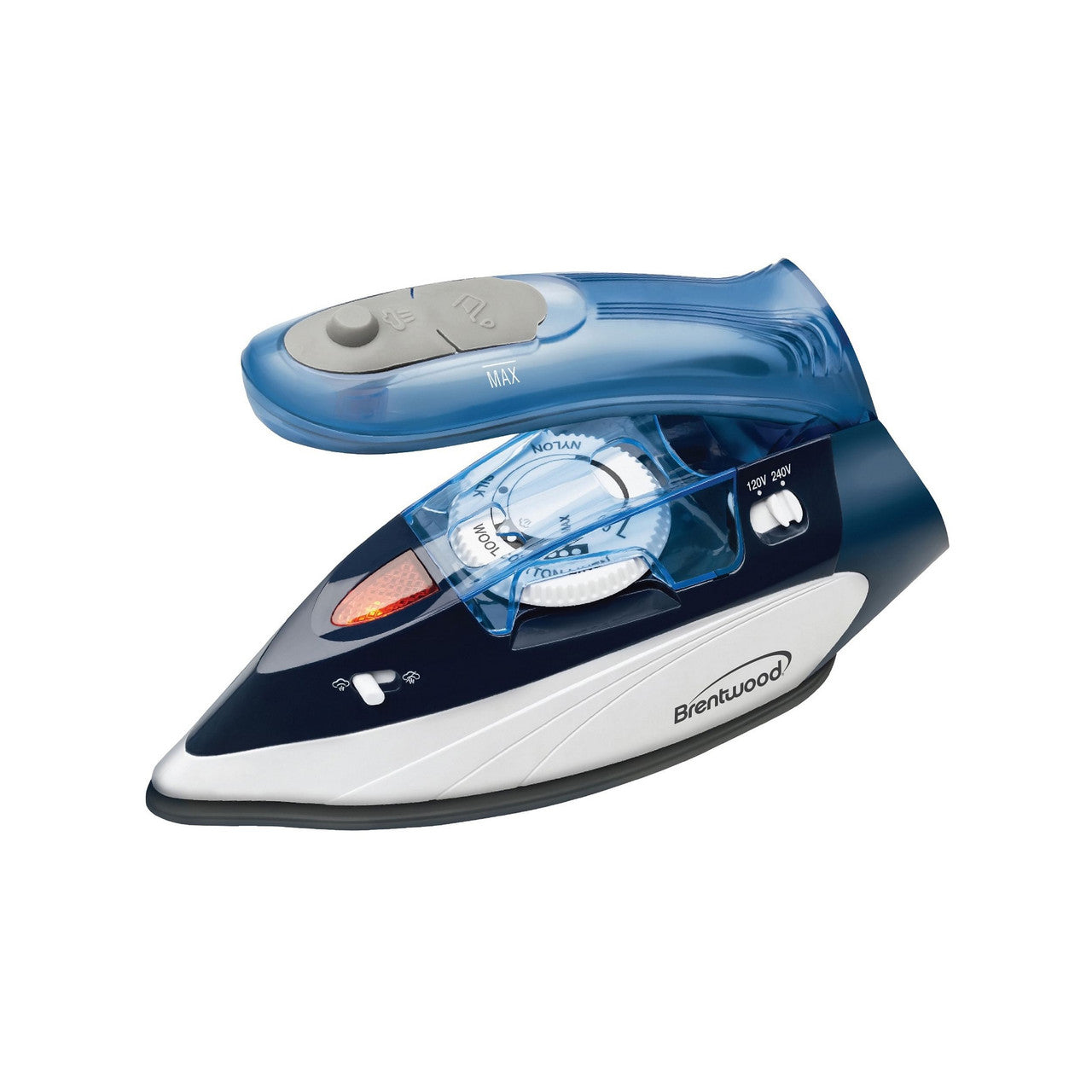 Brentwood 1100 Watt Dual Voltage Nonstick Travel Iron with Steam in Blue Brentwood