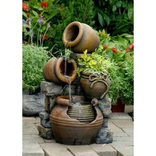 2-in-1 Outdoor Polyresin 15-Gallon Pouring Pots Water Fountain Planter-1