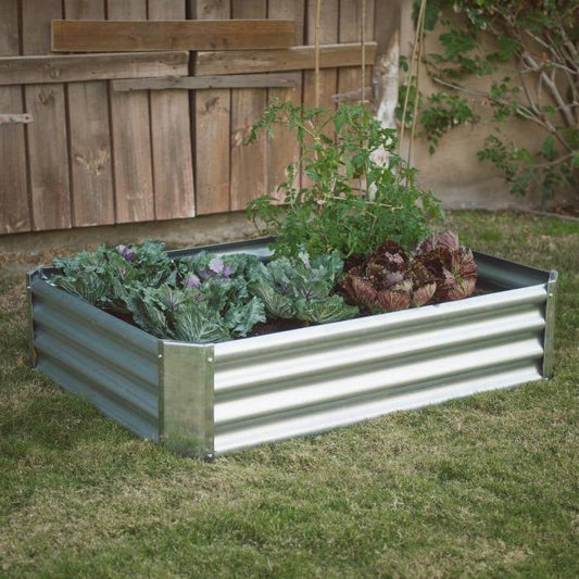 Industrial Farmhouse Steel Raised Garden Bed Metal Planter with Lining FastFurnishings